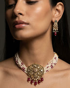 Ruby Beaded Temple Choker Set