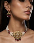 Gold Pearl & Ruby Choker Set