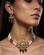 Gold Pearl & Ruby Choker Set